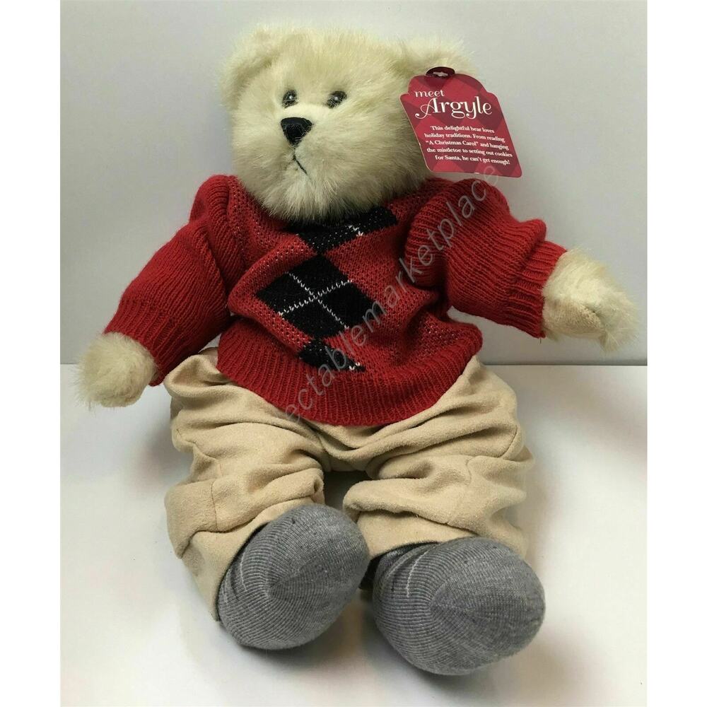 2009 Premier Argyle Teddy Bear in Sweater, Pants, & Socks jointed plush 15"